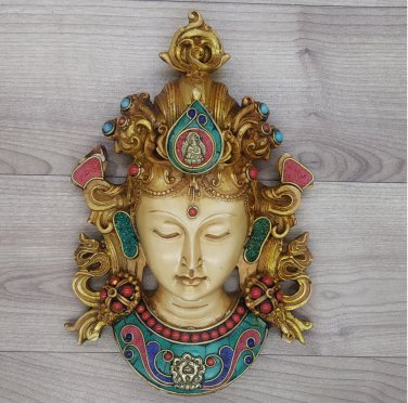 Buddha Mask 8" Ektara Wall hanging Sculpture Painting & stone work Religious