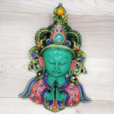 Buddha Mask 9" handmade buddha ektara mask with stone work