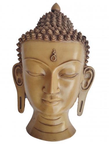 Buddha Mask 15" Wall hanging Art Sculpture painting & carving mask Religious