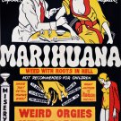 2278. Marihuana weed with roots in Hell Art Decor POSTER. Home Graphic Design.