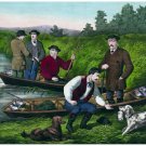 4486.Men in fishing boats.creek.dog with fish..POSTER.decor Home Office art 4486.Men in fishing boats.creek.dog with fish..POSTER.decor Home Office art