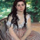 6615.Girl with black hair sits at chair posing.POSTER.art wall decor 6615.Girl with black hair sits at chair posing.POSTER.art wall decor