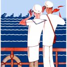 579.Marine couple on board Art Decor POSTER.Graphics to decorate home office.