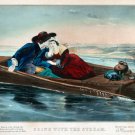 4613.Going with the steam.man and woman on boat.POSTER.decor Home Office art 4613.Going with the steam.man and woman on boat.POSTER.decor Home Office art