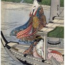 6401.Two japanese woman on a boat.float.middle of water.POSTER.Home Office art
