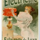 5873.Electricine.Eclaireage de luxe.woman adjusting lamp.POSTER.Home Office art