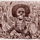 5926.Man with skull face and hat running in busy brows..POSTER.Home Office art 5926.Man with skull face and hat running in busy brows..POSTER.Home Office art
