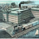4434.Building next to train next to river.chimney.POSTER.decor Home Office art 4434.Building next to train next to river.chimney.POSTER.decor Home Office art