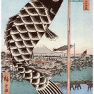 5183.Japanese harbor.flying fish.kite.people in bay.POSTER.decor Home Office art 5183.Japanese harbor.flying fish.kite.people in bay.POSTER.decor Home Office art