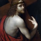 6790.Christ carrying cross with bare back in red cloth.POSTER.art wall decor 6790.Christ carrying cross with bare back in red cloth.POSTER.art wall decor