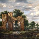 6564.Walls of old structure in barren road in forest.POSTER.art wall decor 6564.Walls of old structure in barren road in forest.POSTER.art wall decor