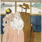 6100.Two well dressed women with baby on boat over river.POSTER.Home Office art 6100.Two well dressed women with baby on boat over river.POSTER.Home Office art