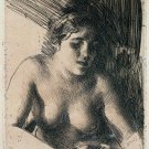 3210.Nude from drawing woodcut engraving POSTER.Home shop Room art decoration