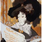 6463.Lithographies origales.woman with big hair reading.POSTER.art wall decor 6463.Lithographies origales.woman with big hair reading.POSTER.art wall decor