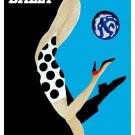 4250.Bally.Woman in polka dot dress over blue bkgd.POSTER.decor Home Office art 4250.Bally.Woman in polka dot dress over blue bkgd.POSTER.decor Home Office art