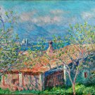 5465.Monet.portrait of a French house by the lake.POSTER.decor Home Office art