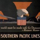 4142.Southern Pacific Lines.Woodrow Wilson.Eagle.POSTER.Home School art decor 4142.Southern Pacific Lines.Woodrow Wilson.Eagle.POSTER.Home School art decor