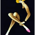 6772.Bally.Woman in black dress modeling pink shoes.POSTER.art wall decor 6772.Bally.Woman in black dress modeling pink shoes.POSTER.art wall decor