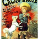 6092.Cacao Lacté.dog begging boy with hat for chocolate.POSTER.Home Office art 6092.Cacao Lacté.dog begging boy with hat for chocolate.POSTER.Home Office art