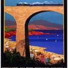 5744.Summer on the french riviera by the blue train.POSTER.art wall decor 5744.Summer on the french riviera by the blue train.POSTER.art wall decor