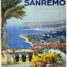 6059.Sanremo.Flowers and Palm tree on balcony by the bay.POSTER.Home Office art 6059.Sanremo.Flowers and Palm tree on balcony by the bay.POSTER.Home Office art