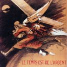 6382.Old man running from plane over globe.french plane.POSTER.Home Office art