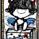7151.Un viaje complicado.small devil with blue wings.POSTER.art wall decor