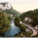 5910.Matlock Bath.Lush river next to houses.dirt road.POSTER.Home Office art
