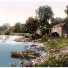 5918.Running river.small waterfall.small rowboat parked.POSTER.Home Office art