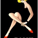 6035.Blonde woman in black dressed and red shoes.POSTER.Home Office art