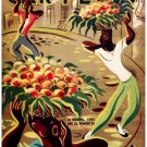 7057.Carteles.Men holding hat with fruit singing together.POSTER.art wall decor