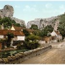 5904.Houses next to dirt road.mountains in the background.POSTER.Home Office art