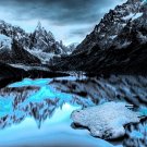 6525.Snow covered mountains.frozen lake.reflections.POSTER.art wall decor
