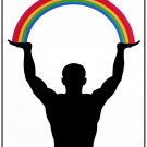 7216.Male athlete balancing rainbow between both hands.POSTER.art wall decor