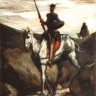 6793.Don quixote riding horse with spear in hand.in sunset.POSTER.art wall decor