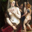 6588.Nude woman looking at herself in mirror.with angels.POSTER.art wall decor 6588.Nude woman looking at herself in mirror.with angels.POSTER.art wall decor