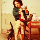 3094.Victorian Antwerpen Chocolate striped cat POSTER. Room Home art decoration