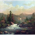 8942.Two men fish in river.mountains.sierra nevada.POSTER.decor Home Office art
