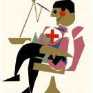 7225.Man sitting on doctor's chair.feet dangling.POSTER.art wall decor