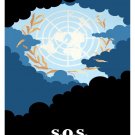 4929.United Nations.SOS.la tierra llama.clouds.POSTER.decor Home Office art
