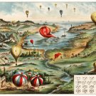 8879.Hot air balloons over creeks and field.POSTER.art wall decor graphic art 8879.Hot air balloons over creeks and field.POSTER.art wall decor graphic art