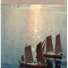 7358.Two boats with sail travel over still waters.POSTER.art wall decor