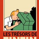 6627.Les tresors de tintin.boy looking inside box.POSTER.House art wall decor