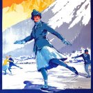 6670.Chamonix-mont blance.woman ice skating on lake.POSTER.art wall decor