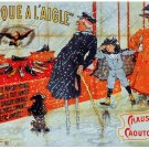 6970.Marque a l'aigle.man with stilt legs watching windows.POSTER.art wall decor