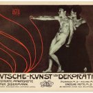8898.Undressed man holds red cable with woman.POSTER.art wall decor graphic art