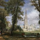 6553.Beautiful cathedral in middle of forest.cows in lake.POSTER.art wall decor