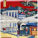 7328.Busy train station.train arriving.ocean in background.POSTER.art wall decor