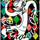 7764.Carteles.Carnaval.man dancing frantically waves flag.POSTER.art wall decor