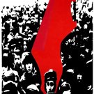 7187.People gathered for protest with red flag.POSTER.art wall decor